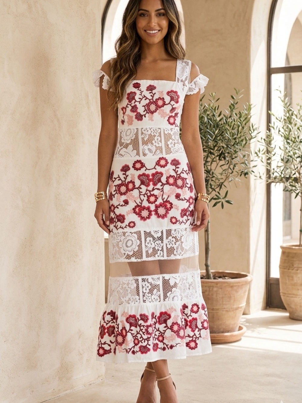 FOR LOVE AND LEMONS CECELIA
MAXI DRESS WHITE SIZE S(4)